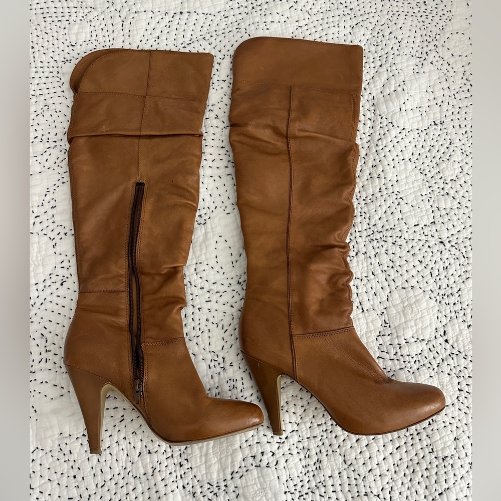 Aldo Knee High Brown Leather Boots-Size 39